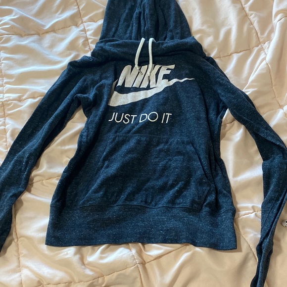 Black thin Nike hoodie with white strings - Picture 1 of 3